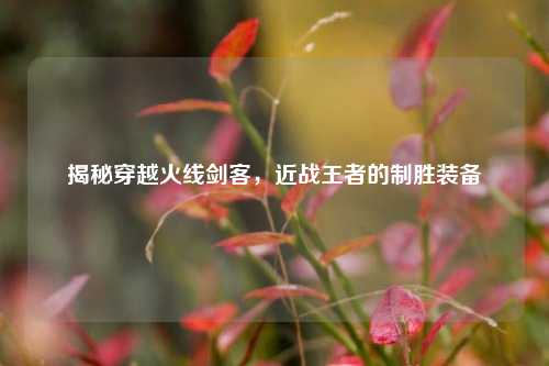 揭秘穿越火线剑客,近战王者的制胜装备