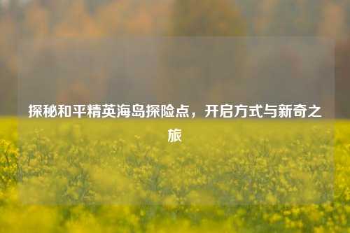 探秘和平精英海岛探险点，开启方式与新奇之旅